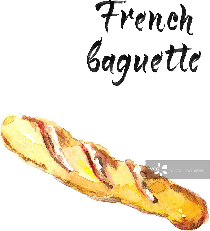 水彩法式长棍面包图片素材