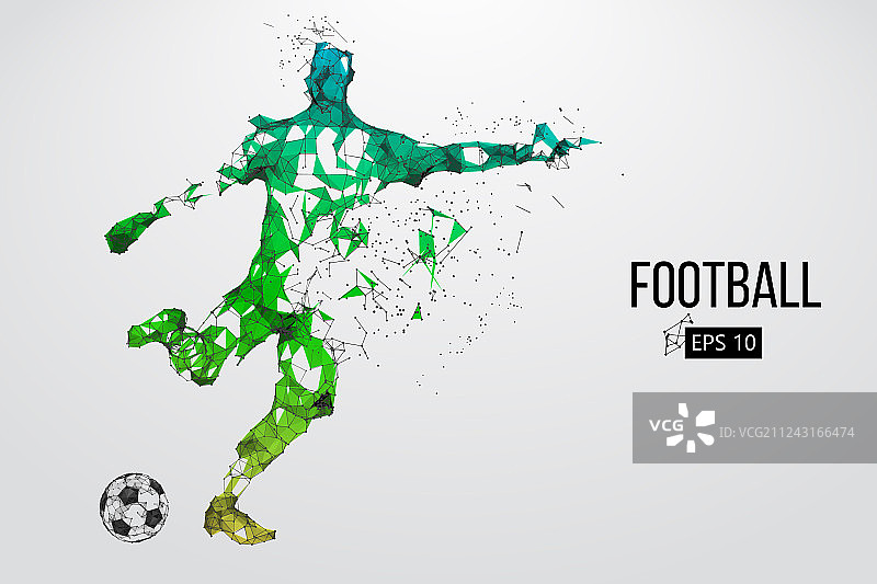 粒子组成的足球运动员剪影图片素材