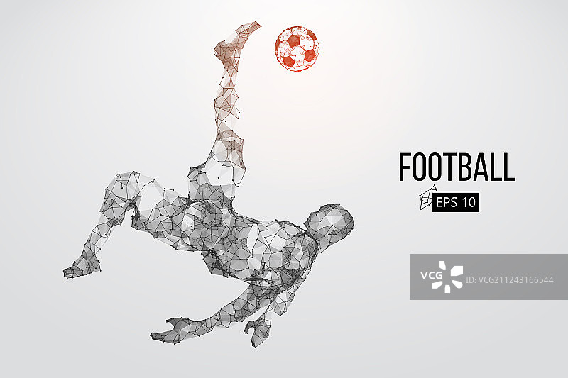 粒子组成的足球运动员剪影图片素材