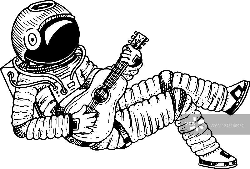 宇航员或太空人弹吉他图片素材