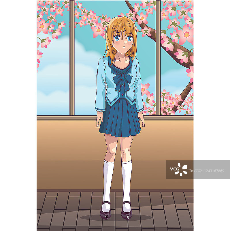 美丽的动漫女学生图片素材