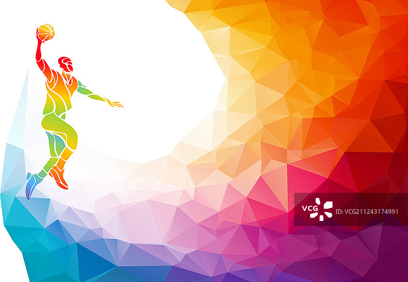 多边形几何篮球运动员跳投图片素材