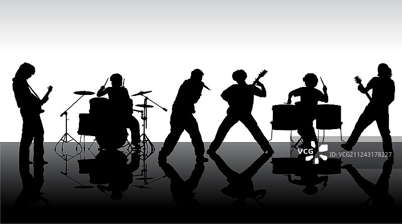 舞台上的摇滚乐队剪影图片素材