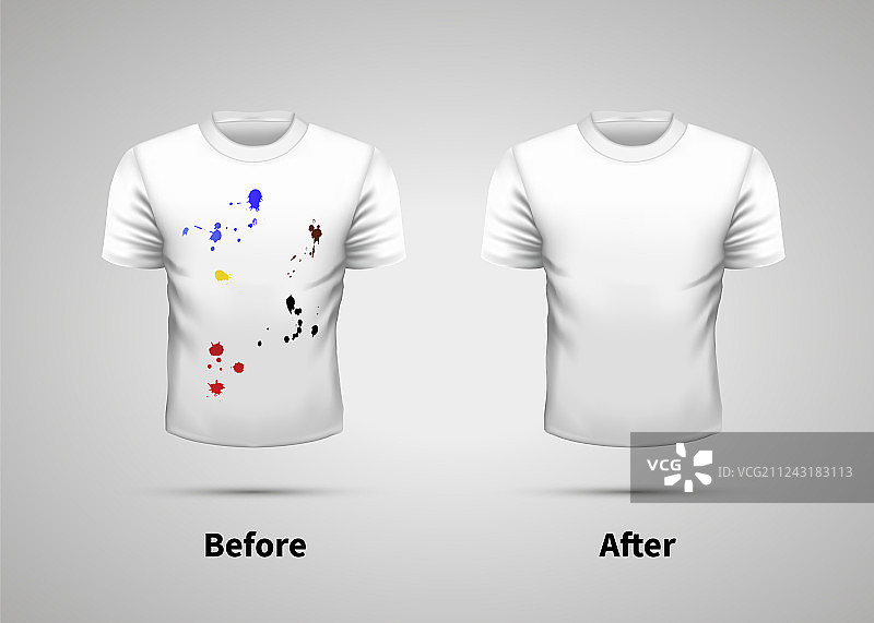 白色T恤清洁效果对比图片素材