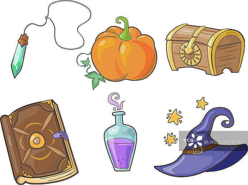 万圣节魔法药水符号集图片素材