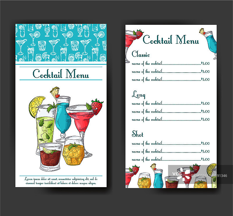 酒吧饮品菜单宣传册模板图片素材