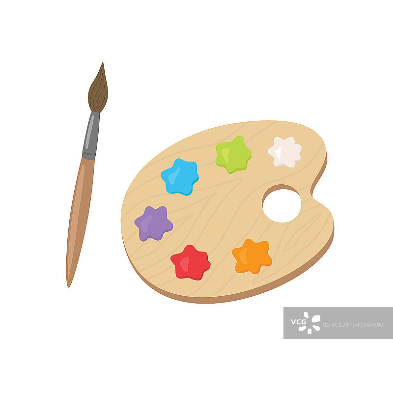 丙烯颜料和画笔调色板图片素材