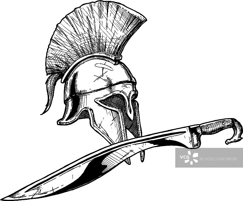 科林斯头盔和科庇斯弯刀图片素材