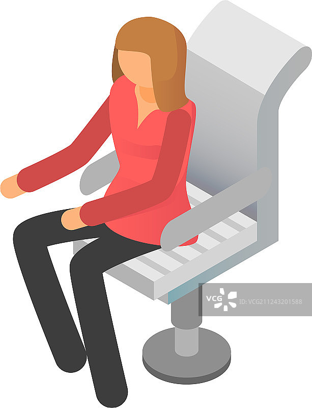 老板椅上的女人2.5D风格图标图片素材