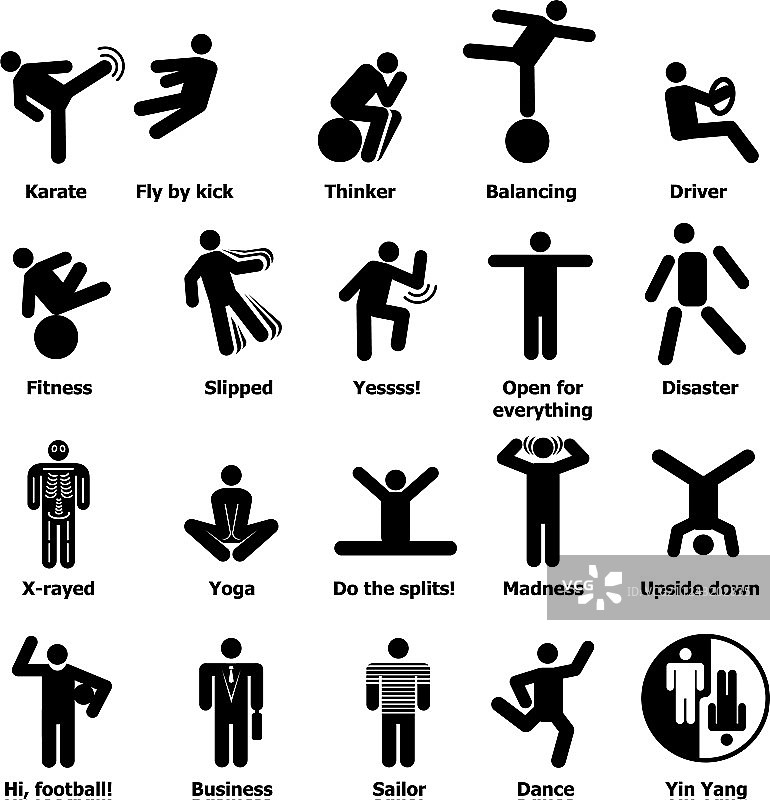 男人人物简笔画图标合集图片素材