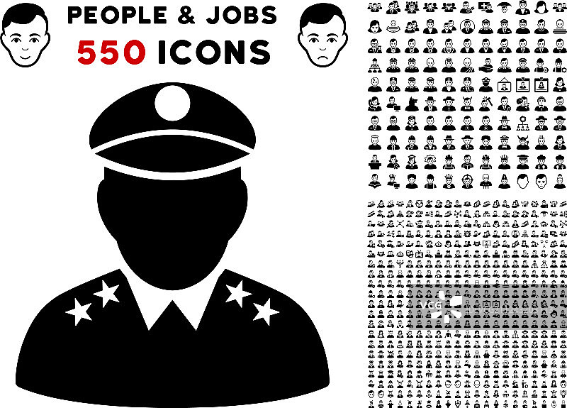 军队将官图标及奖励元素图片素材