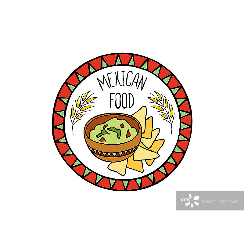 墨西哥牛油果酱涂鸦圆形符号图片素材