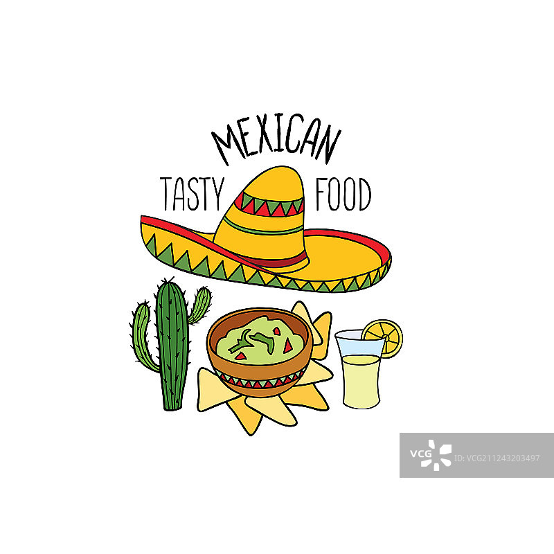 墨西哥美食标志合集：快餐标识和牛油果酱图片素材