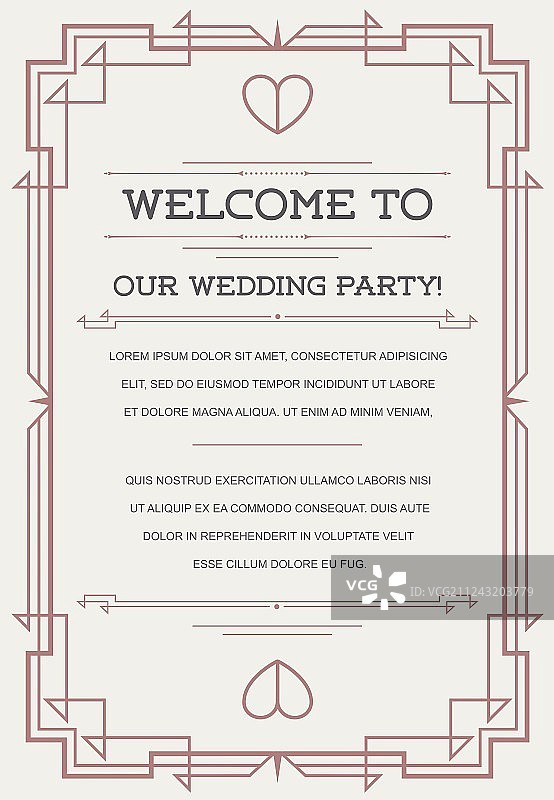 装饰艺术或新艺术风格的邀请函图片素材