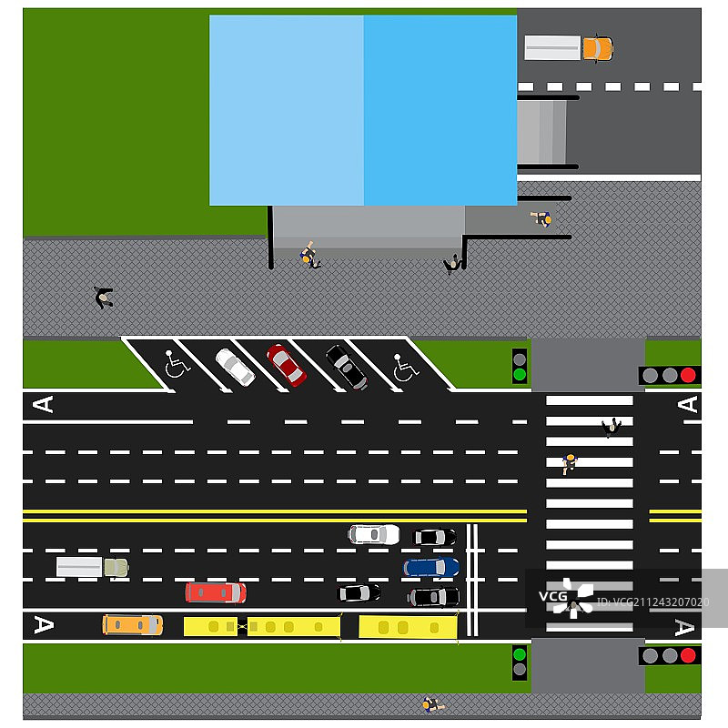 带有商店的地块公路街景图片素材