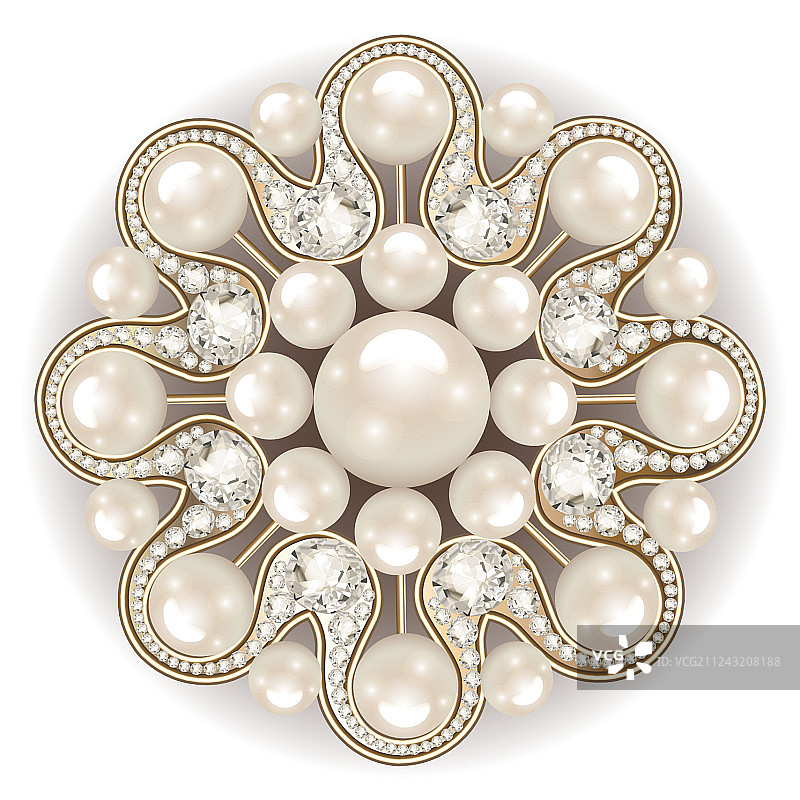 曼陀罗胸针珠宝设计元素珍珠图片素材