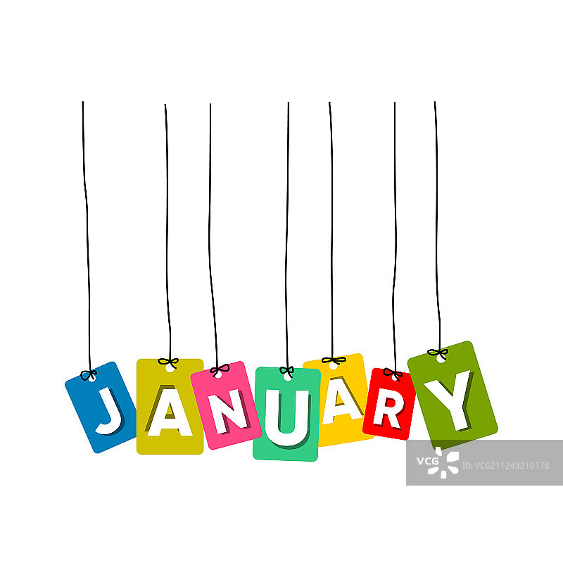 一月单词图片素材