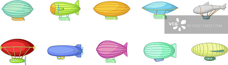 飞艇图标卡通风格图片素材