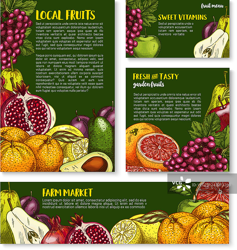 农场水果店banner素描图片素材