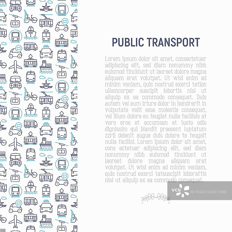 带细线图标的公共交通概念图片素材