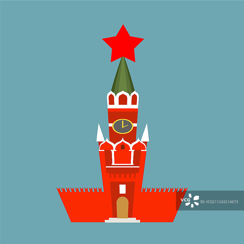 卡通风格莫斯科克里姆林宫斯帕斯卡娅塔图片素材