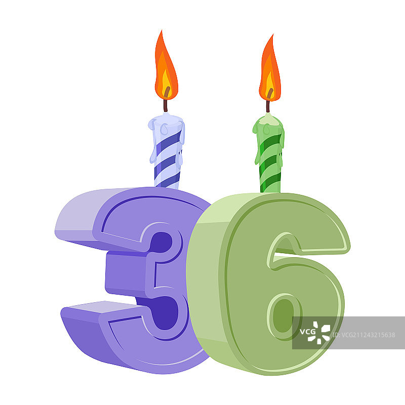 带有节日蜡烛的36岁生日数字图片素材