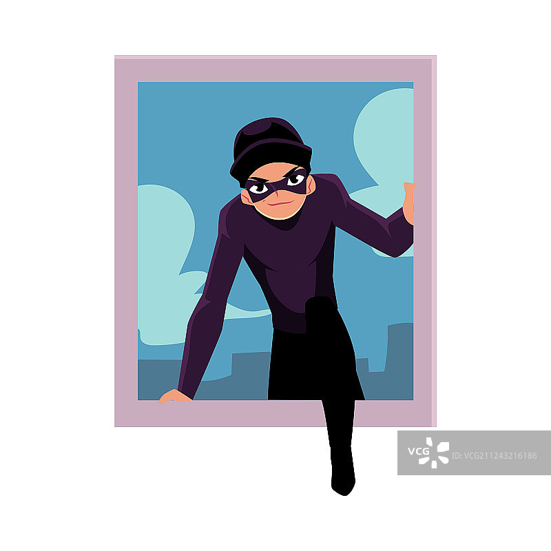穿黑衣的窃贼入室盗窃图片素材