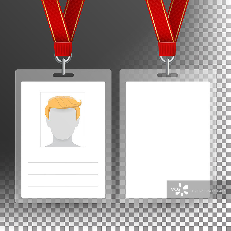 带丝带挂绳的空白徽章图片素材