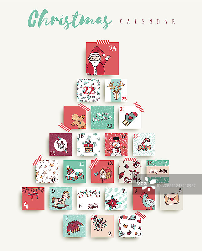 圣诞节降临节日历卡通假日艺术图片素材