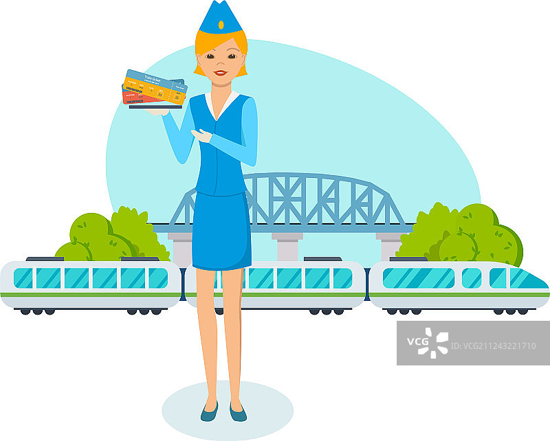 火车站员工站在火车桥附近图片素材