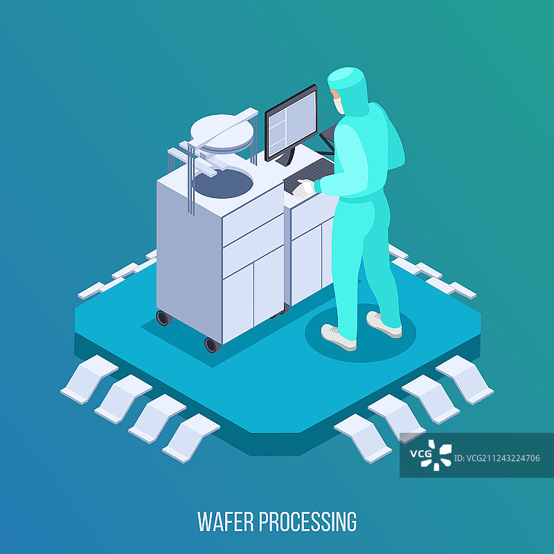 半导体生产2.5D示意图图片素材
