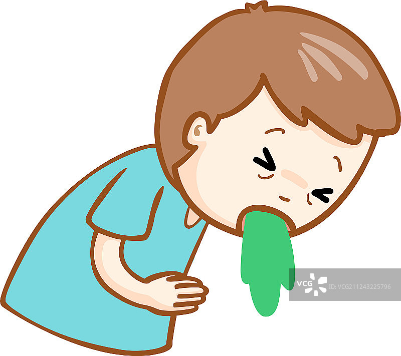 呕吐的生病男子卡通图片素材