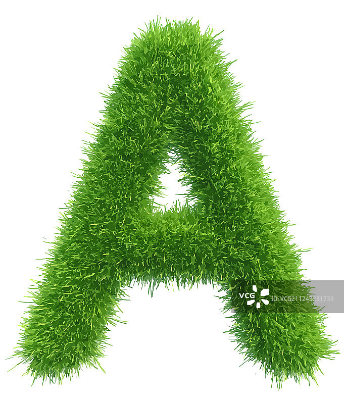 白色背景上的草地字母A图片素材