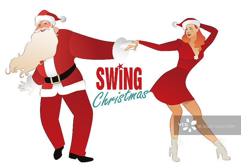 圣诞情侣跳摇摆舞或林迪舞图片素材