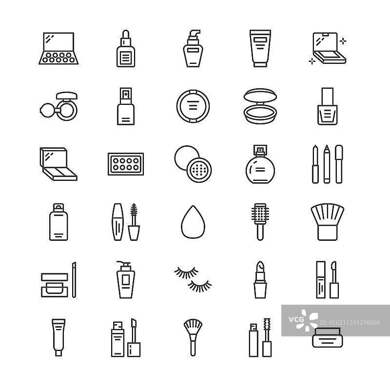 化妆美容护理扁平线条图标化妆品图片素材