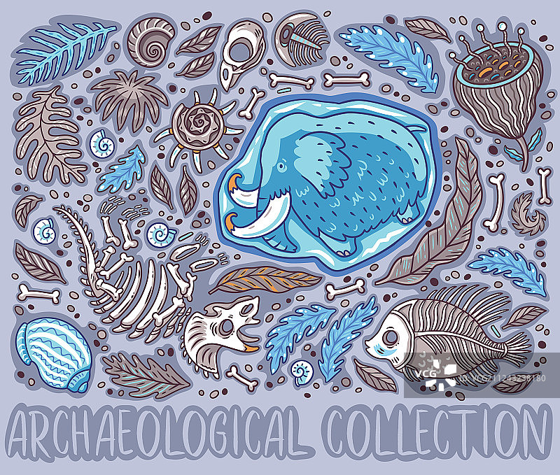 卡通三角龙化石猛犸象合集图片素材