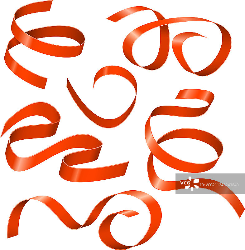 红色丝绸缎带元素图片素材