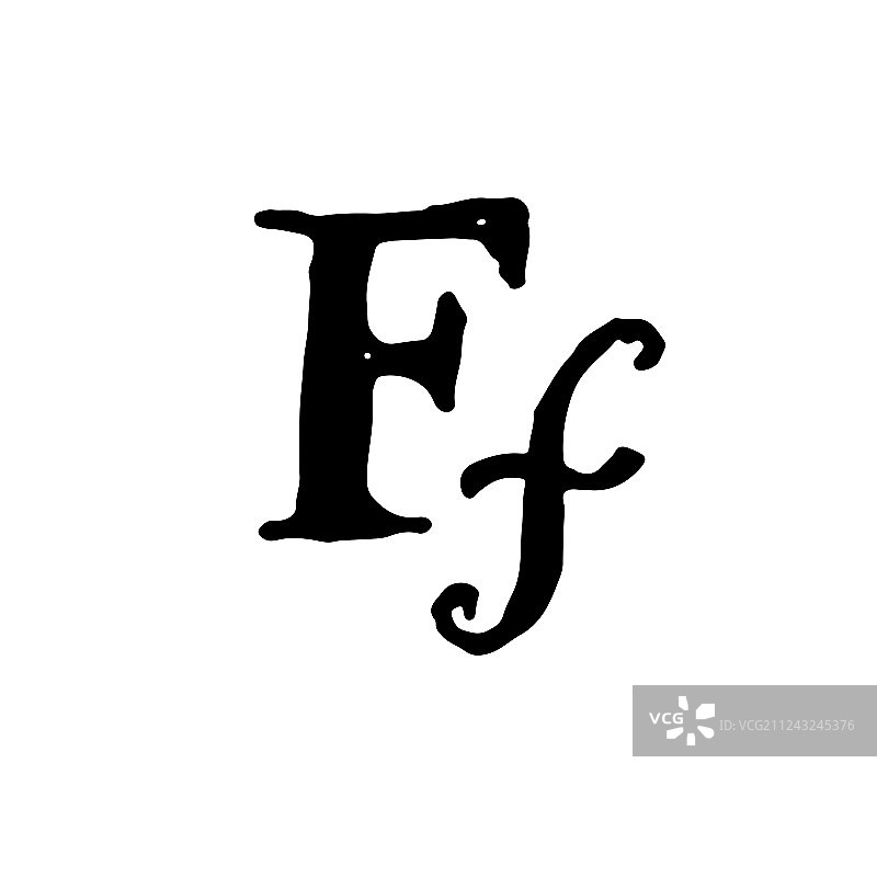 字母F干笔手写粗笔画图片素材