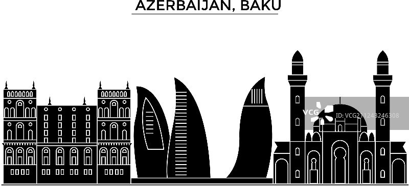阿塞拜疆巴库城市天际线建筑图片素材