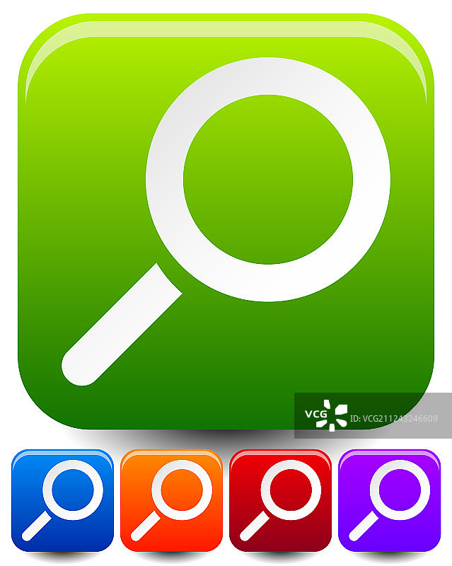 圆形方块上的放大镜符号图片素材