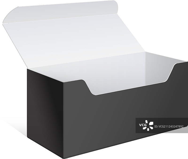 逼真的黑色打开的包装盒图片素材