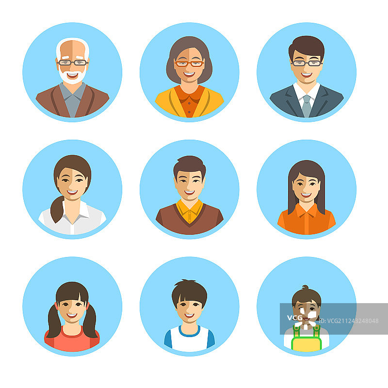 亚洲家庭幸福头像合集图片素材