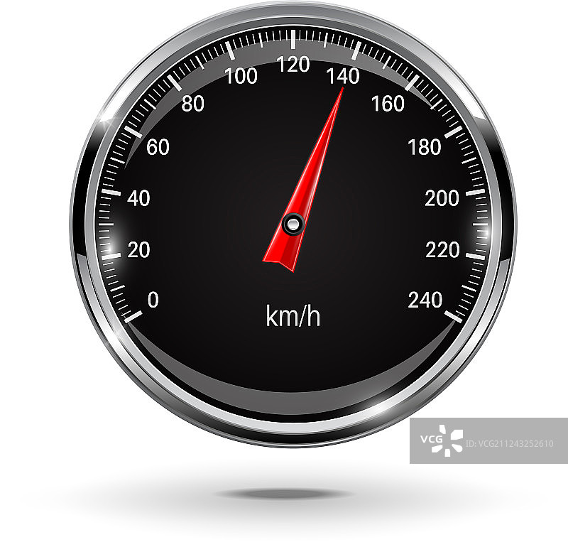 带金属框架的圆形黑色速度计图片素材