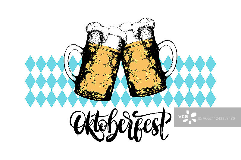 菱形图案上的慕尼黑啤酒节文字图片素材