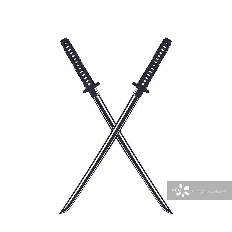白色背景上的日本武士刀图片素材