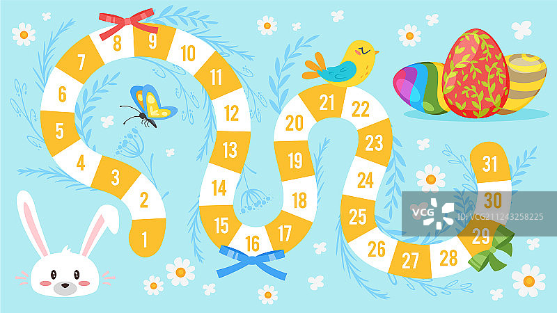 复活节棋盘游戏模板图片素材