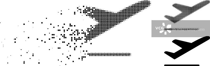 点状半色调飞机起飞图标图片素材