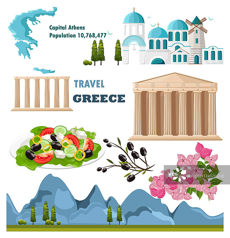 希腊建筑和符号集图片素材