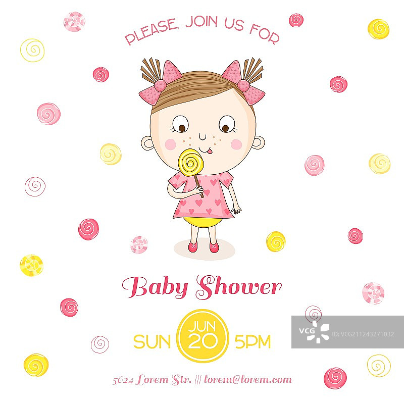 婴儿迎新贺卡 - 糖果女婴图片素材