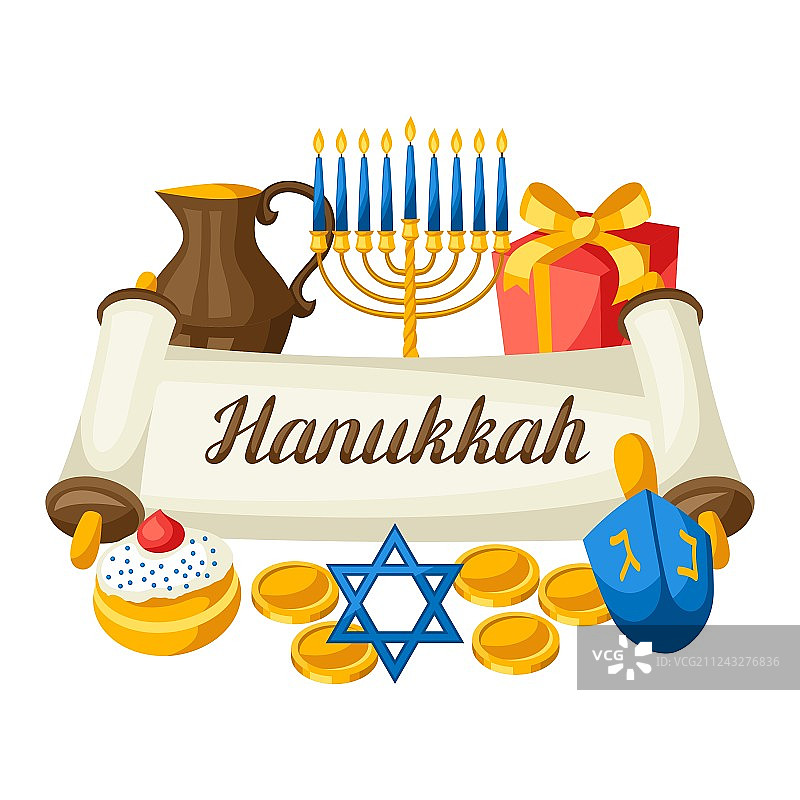 带有节日的犹太光明节庆祝卡片图片素材